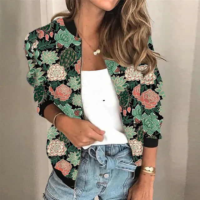 Artistic Print Casual Everyday Jacket