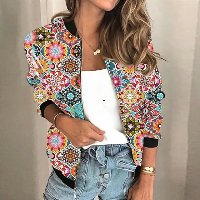 Artistic Print Casual Everyday Jacket