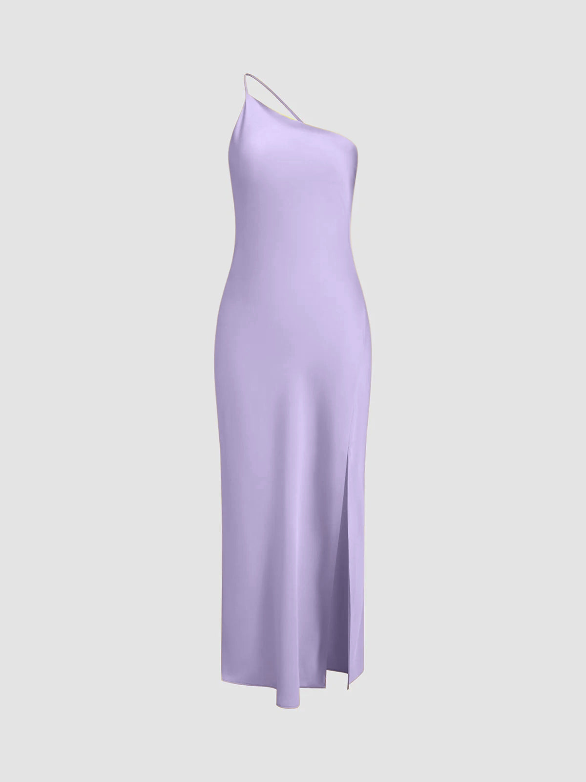 Silky Soft Slip Dress with One-Shoulder and Midi Length