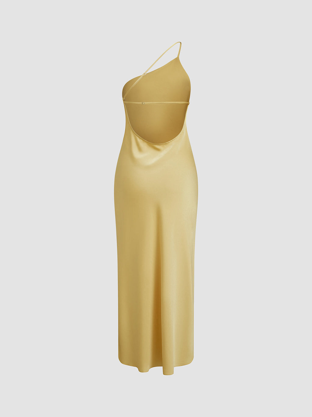 Silky Soft Slip Dress with One-Shoulder and Midi Length