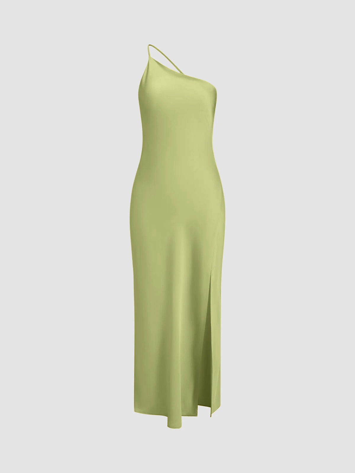 Silky Soft Slip Dress with One-Shoulder and Midi Length