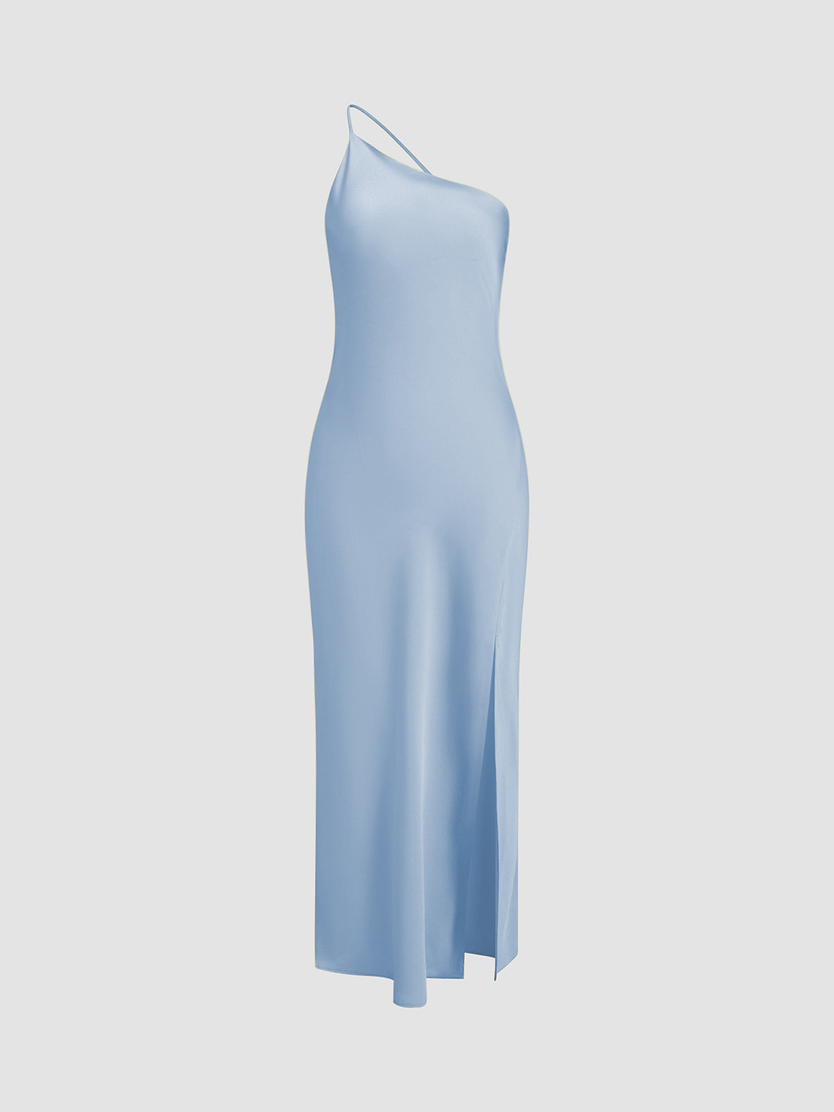 Silky Soft Slip Dress with One-Shoulder and Midi Length