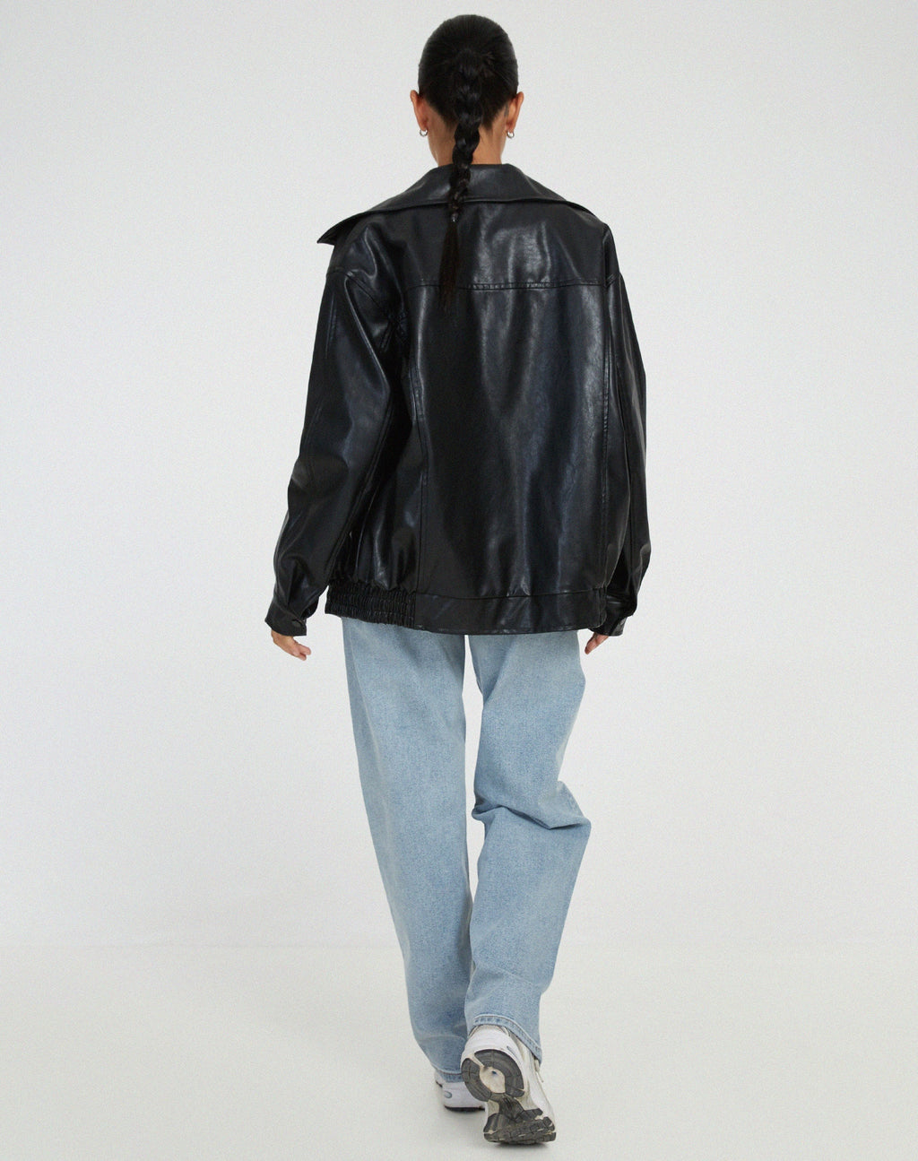 Oversized Faux Leather Biker Jacket