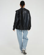 Oversized Faux Leather Biker Jacket