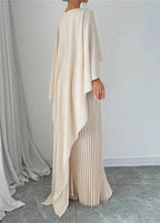Women’s Cape Overlay Pleated Maxi Dress