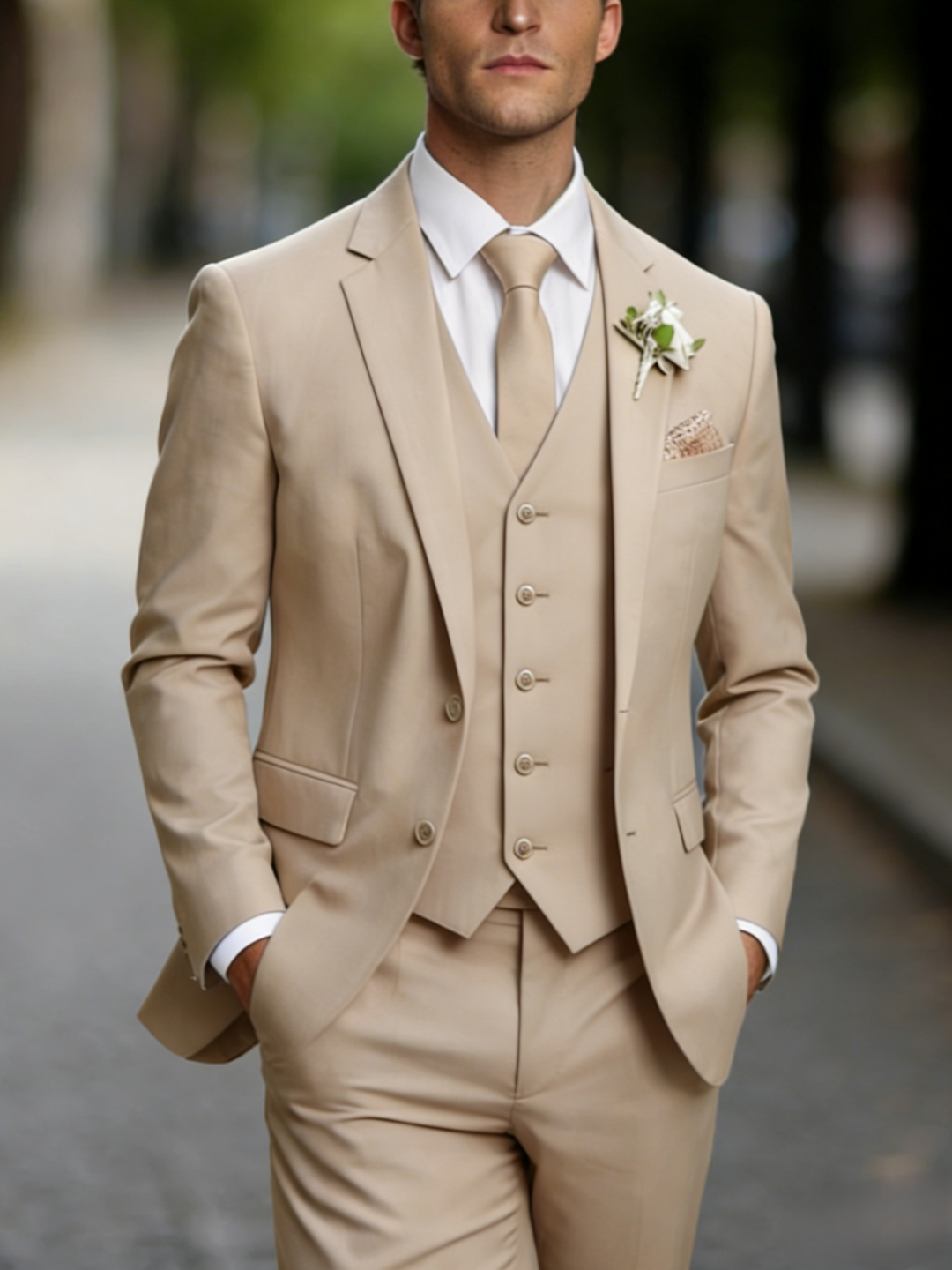 Beige Wedding Men’s Suit