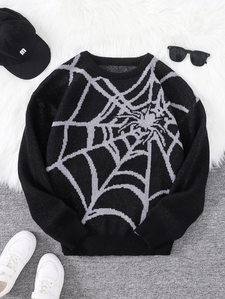 Black Spiderweb Graphic Sweater
