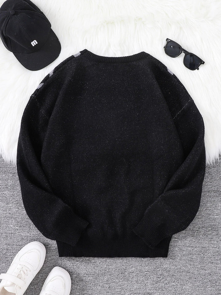 Black Spiderweb Graphic Sweater