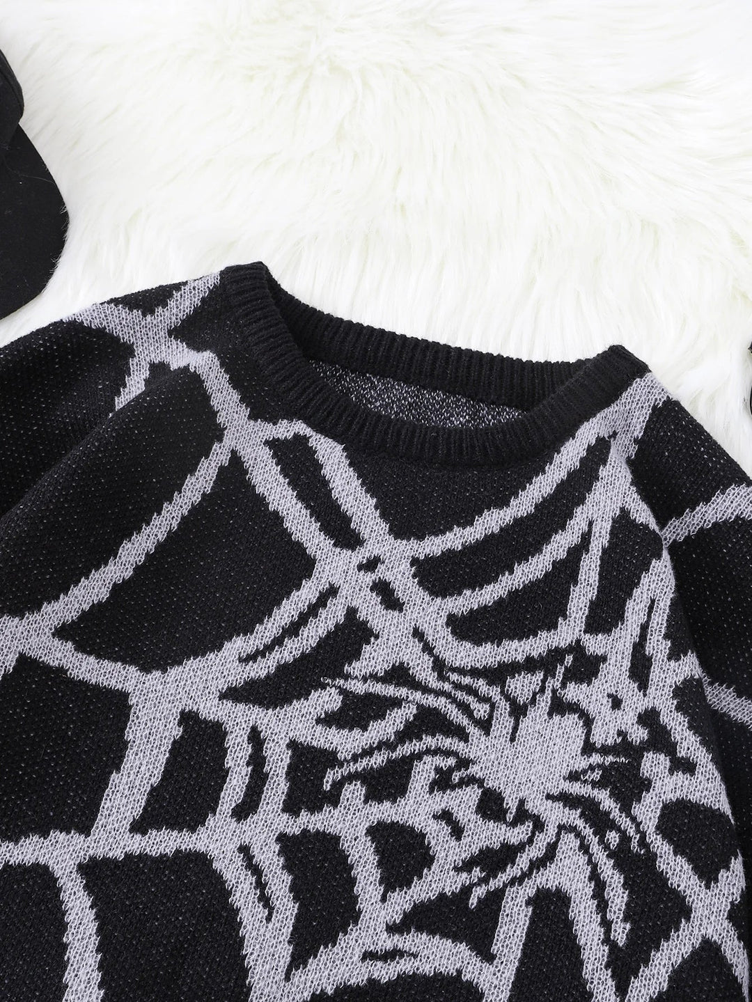Black Spiderweb Graphic Sweater