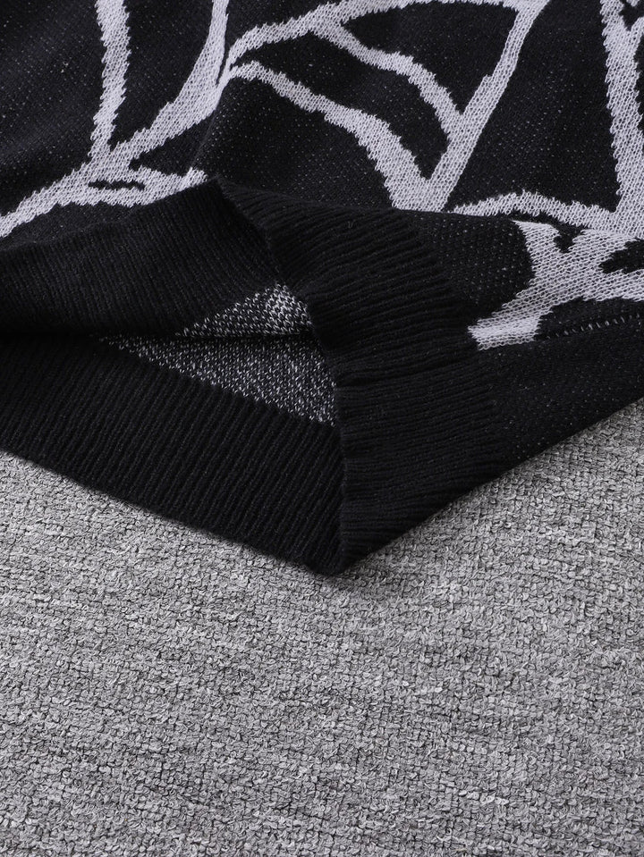 Black Spiderweb Graphic Sweater