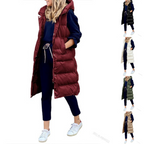 Long Padded Sleeveless Puffer Vest
