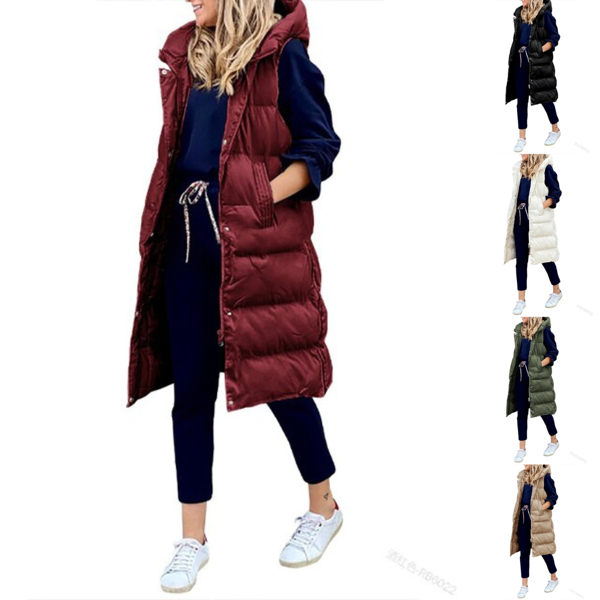 Long Padded Sleeveless Puffer Vest