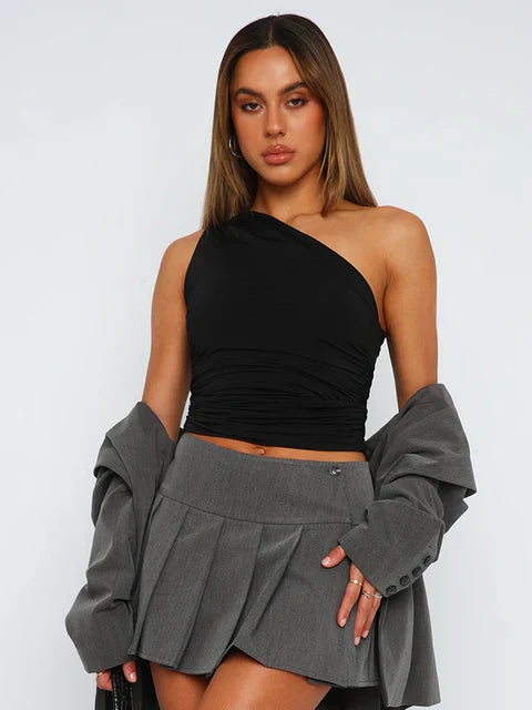 One-Shoulder Tank Top with Bare Back