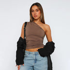 One-Shoulder Tank Top with Bare Back