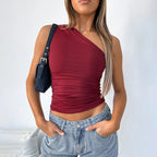 One-Shoulder Tank Top with Bare Back