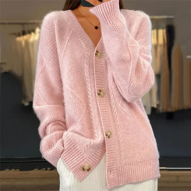 Soft Cashmere Buttoned Long Cardigan