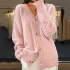 Soft Cashmere Buttoned Long Cardigan