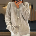 Soft Cashmere Buttoned Long Cardigan