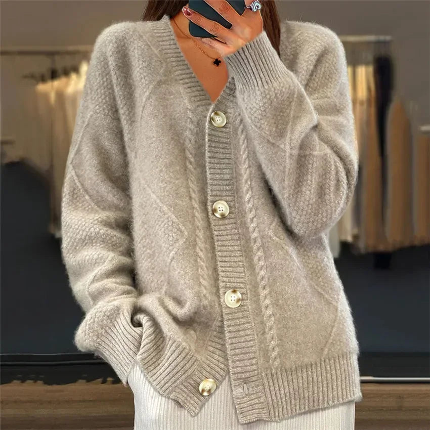 Soft Cashmere Buttoned Long Cardigan