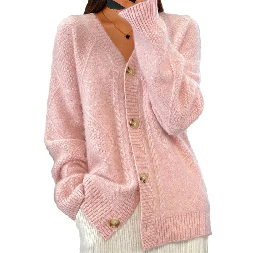 Soft Cashmere Buttoned Long Cardigan