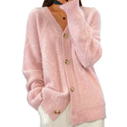 Soft Cashmere Buttoned Long Cardigan