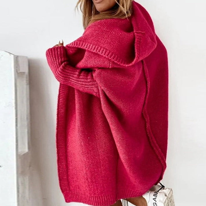 Oversized Long Hooded Knitted Cardigan