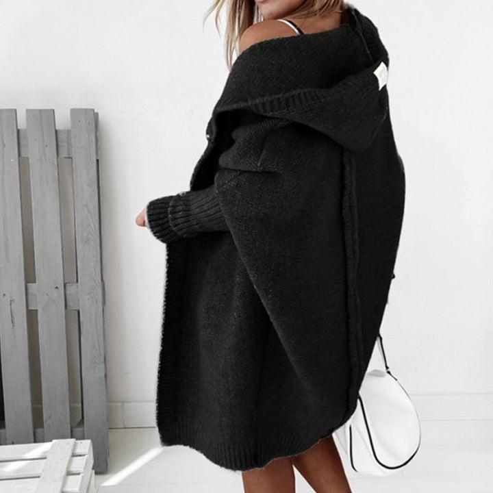 Oversized Long Hooded Knitted Cardigan