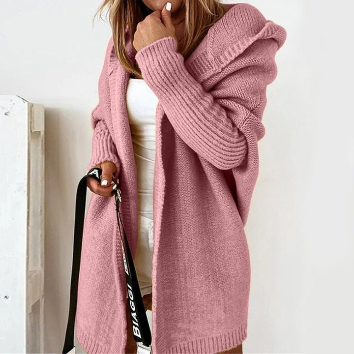 Oversized Long Hooded Knitted Cardigan