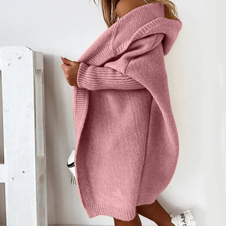 Oversized Long Hooded Knitted Cardigan