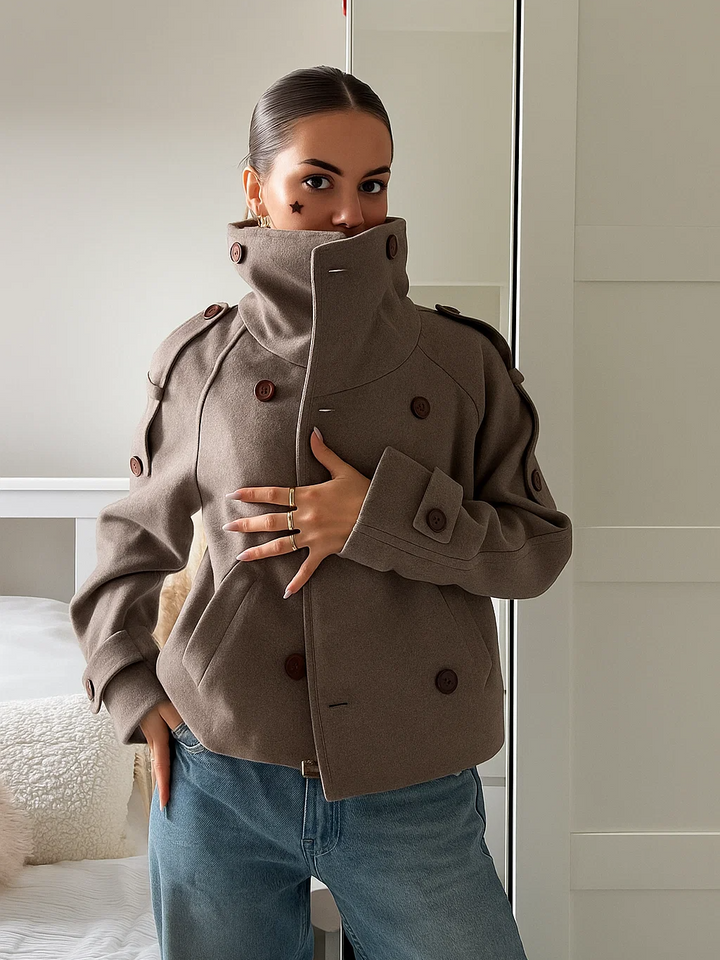 Casual Cotton Blend Lapel Woven Jacket