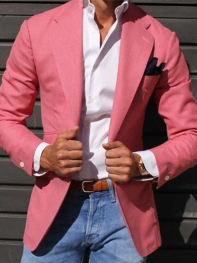 Casual One-Button Men’s Blazer