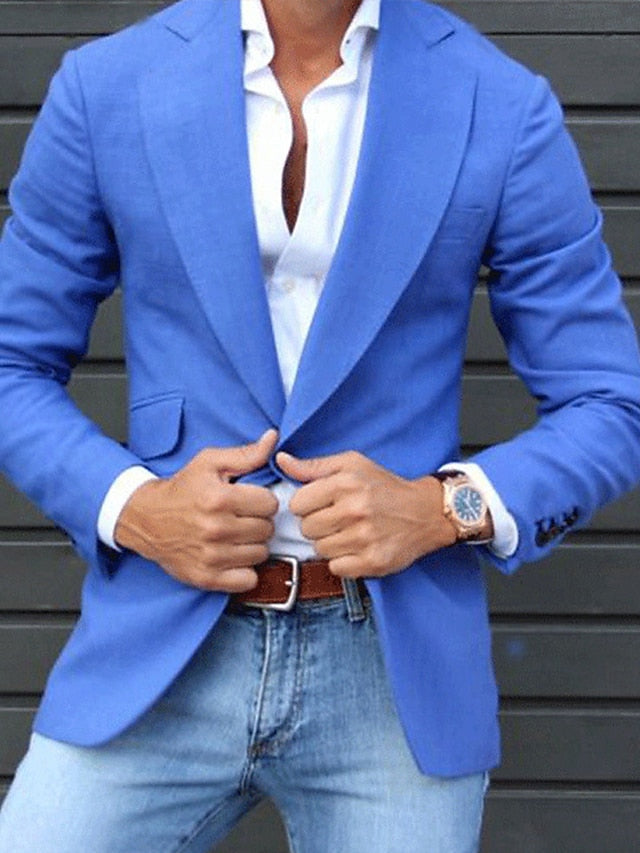 Casual One-Button Men’s Blazer