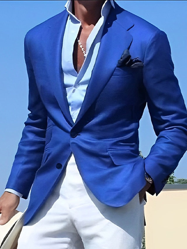 Casual One-Button Men’s Blazer