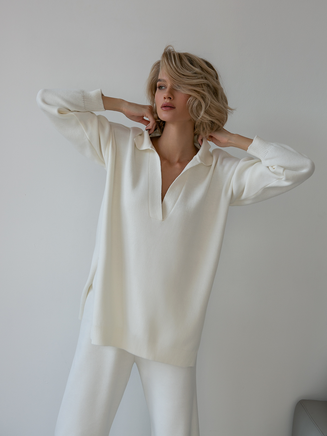 Casual V-Neck Women’s Knit Set