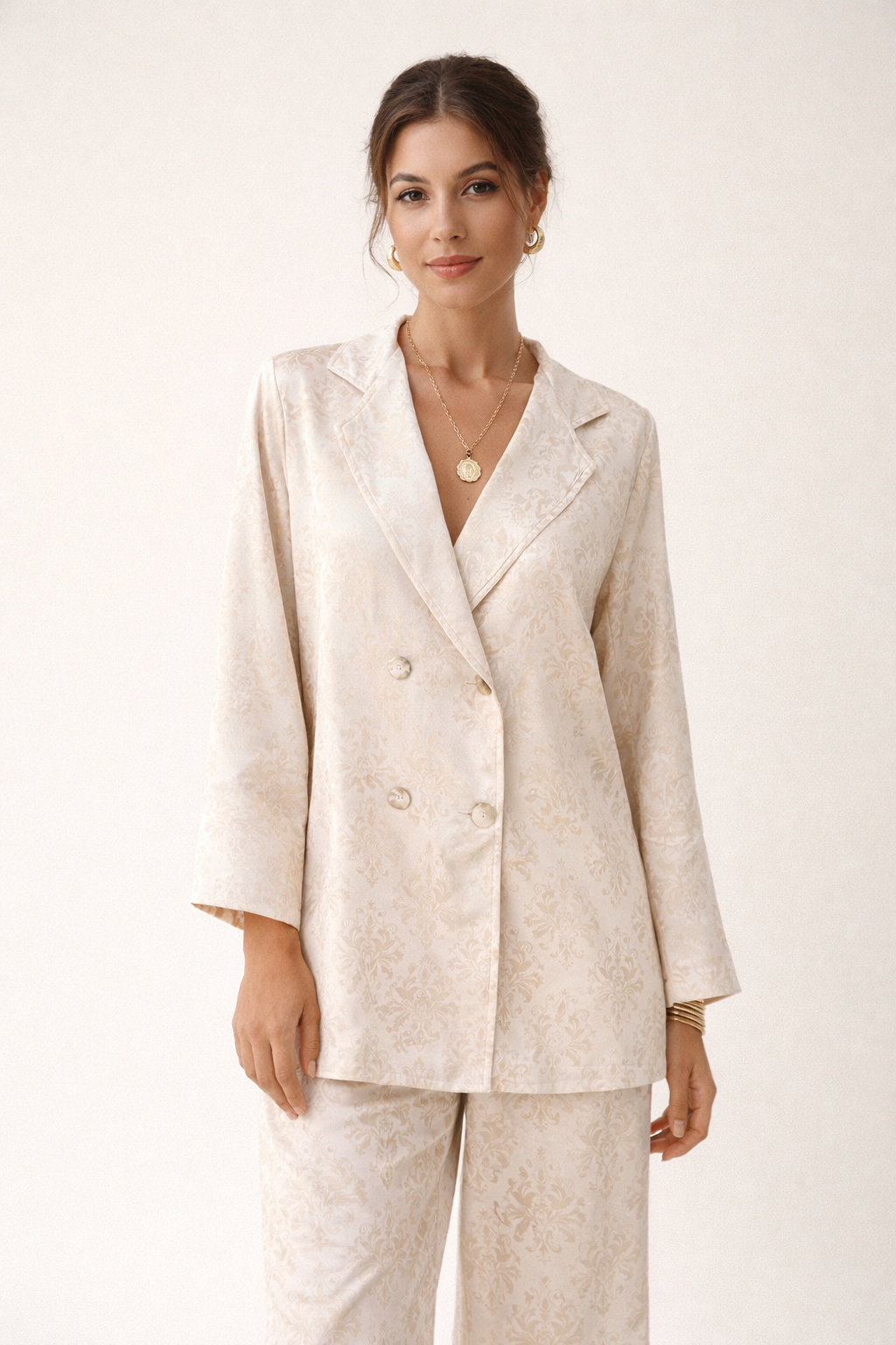 Crossed Notched Lapel Tailored Blazer