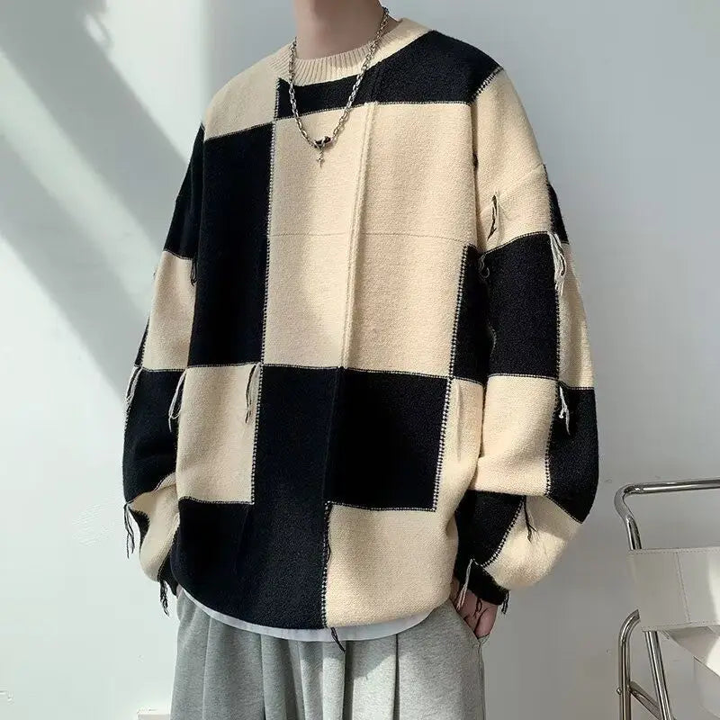 Checkerboard Knit Sweater