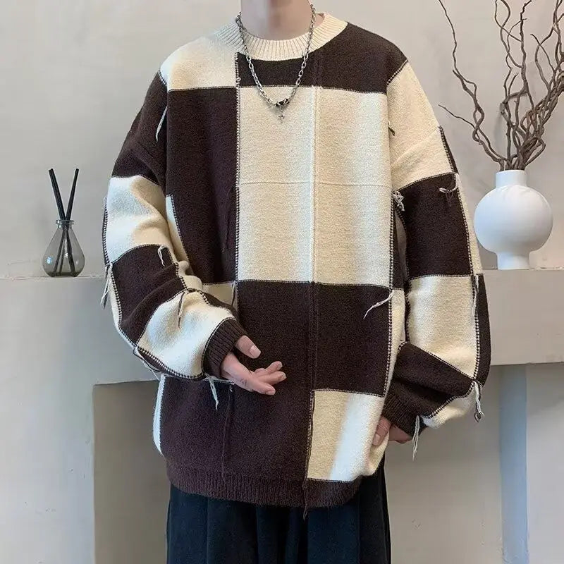 Checkerboard Knit Sweater