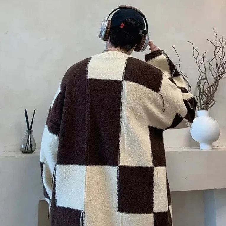 Checkerboard Knit Sweater