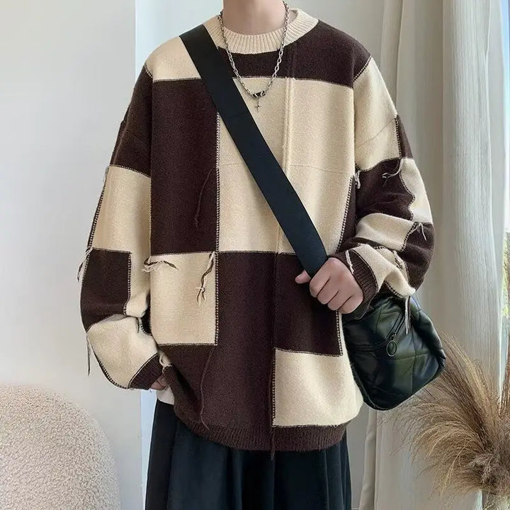 Checkerboard Knit Sweater