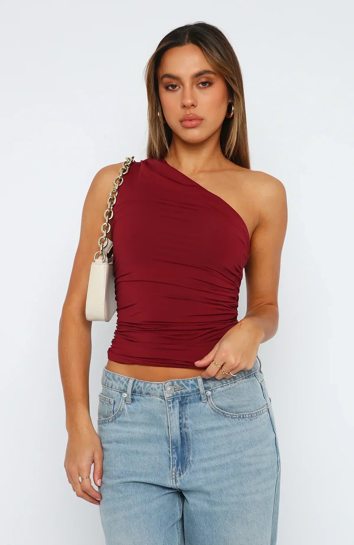 Women's One-Shoulder Top with Twist Detail
