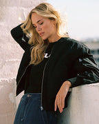 Classic Ribbed Zip Bomber Jacket