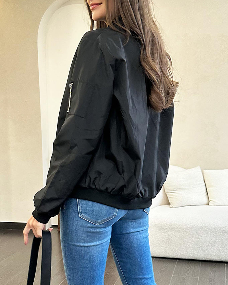 Classic Ribbed Zip Bomber Jacket