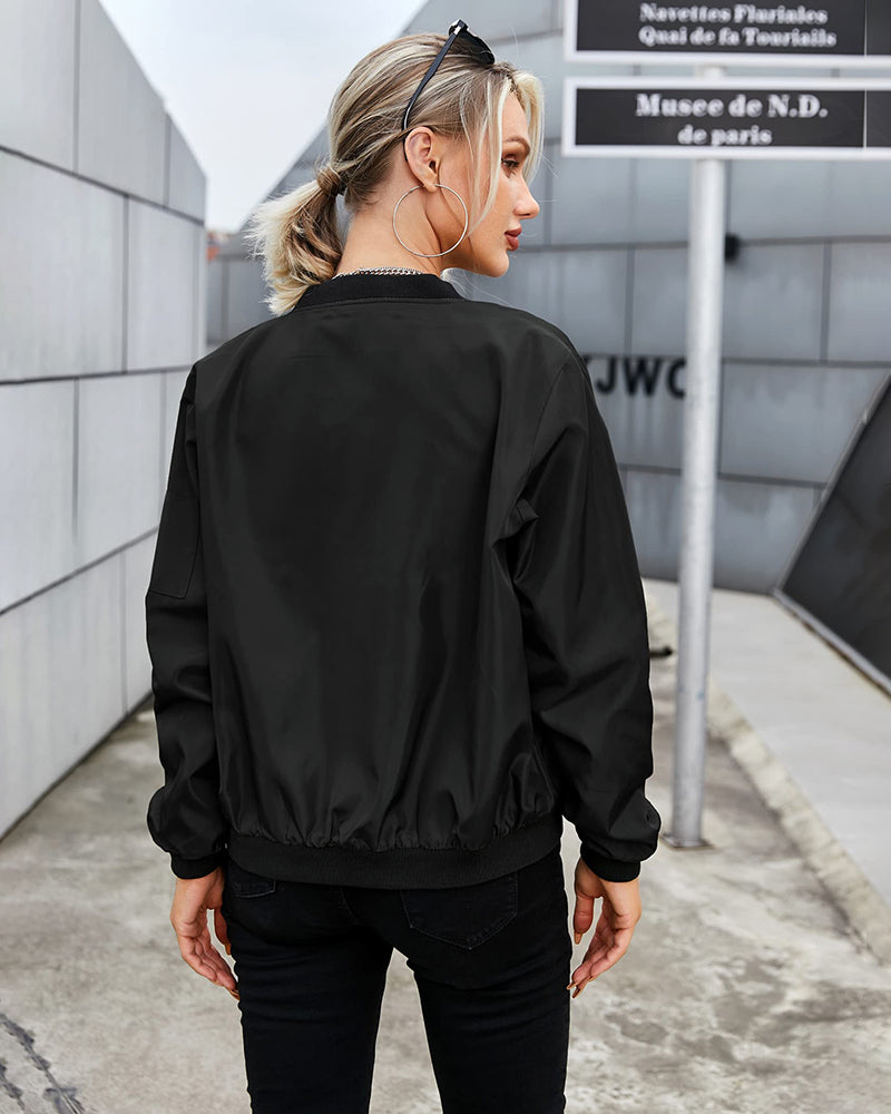 Classic Ribbed Zip Bomber Jacket