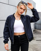 Classic Ribbed Zip Bomber Jacket