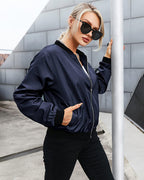 Classic Ribbed Zip Bomber Jacket