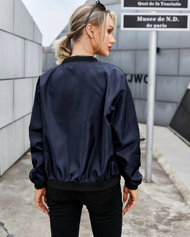 Classic Ribbed Zip Bomber Jacket