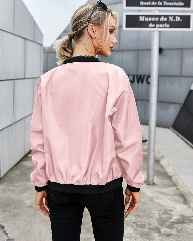 Classic Ribbed Zip Bomber Jacket