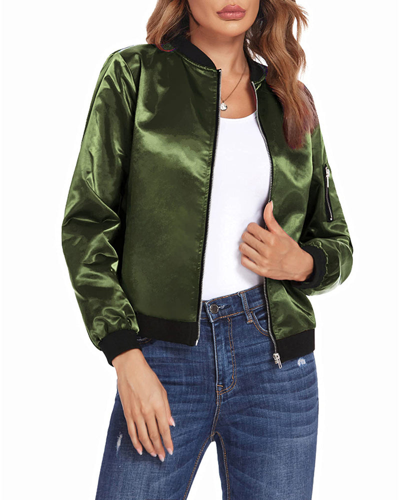 Classic Ribbed Zip Bomber Jacket