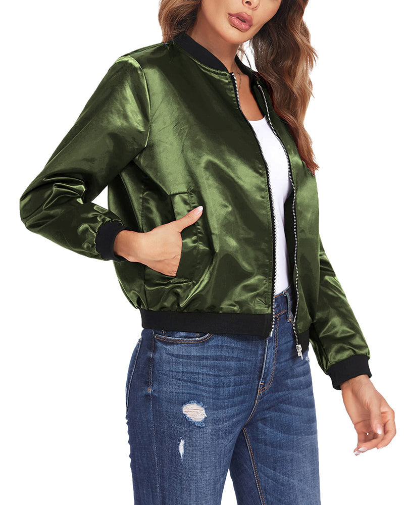 Classic Ribbed Zip Bomber Jacket