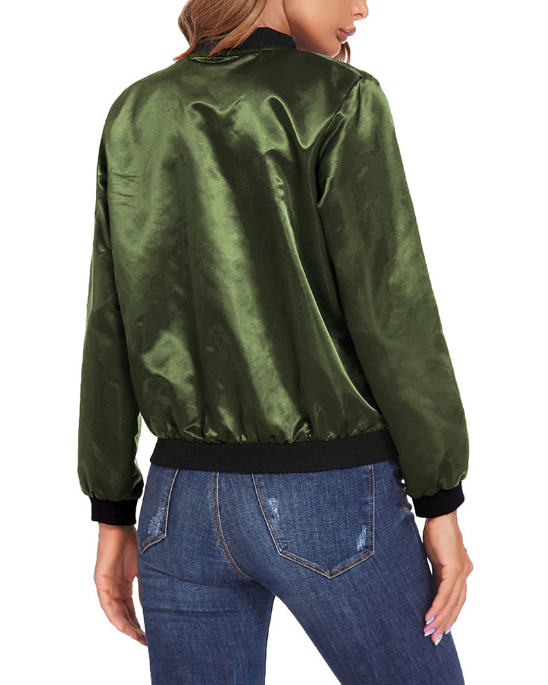 Classic Ribbed Zip Bomber Jacket